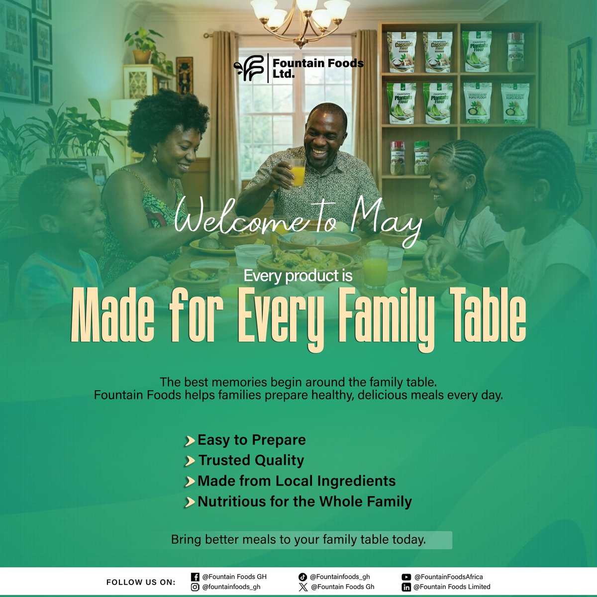 Fountainfoodsgh's tweet image. Welcome to May

This month is all about family, shared meals, and healthier choices.

Made for Every Family Table

#FountainFoodsLtd #FamilyMeals #HealthyLiving