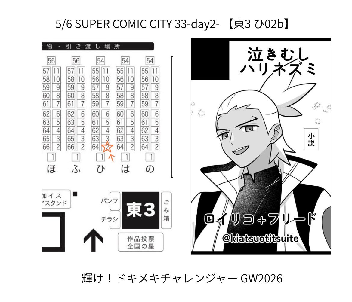 kiatsuotitsuite's tweet photo. 𖤐お品書き𖤐
5/6 SUPER COMIC CITY 33-day2-
【東3 ひ02b | 泣きむしハリネズミ】

Reiさん(@ Rei_hinketsu )と合体参加ですよろしくお願いいたします！🥳

新刊サンプルツリーに載せておきます📘 https://t.co/mpqhhqep2D