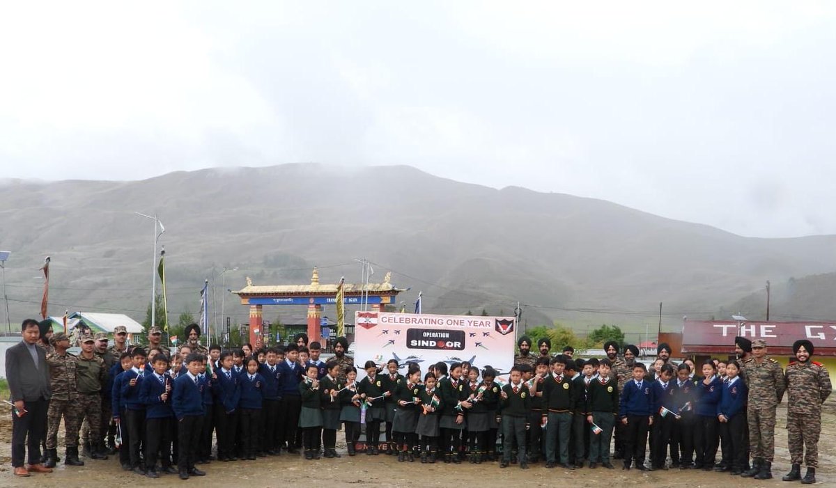 SikkimMedia's tweet image. Indian Army marked the 1st anniversary of #OperationSindoor at Menchuka, Arunachal Pradesh, engaging students &amp;amp; locals.

The event showcased operational insights, weapons display &amp;amp; strengthened civil-military ties, reaffirming commitment to national security, readiness &amp;amp;