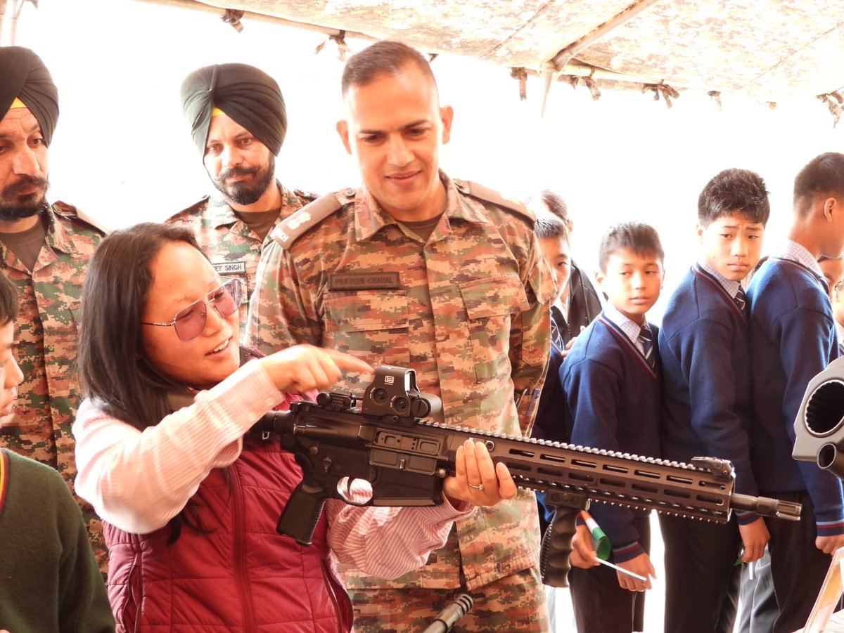 SikkimMedia's tweet image. Indian Army marked the 1st anniversary of #OperationSindoor at Menchuka, Arunachal Pradesh, engaging students &amp;amp; locals.

The event showcased operational insights, weapons display &amp;amp; strengthened civil-military ties, reaffirming commitment to national security, readiness &amp;amp;
