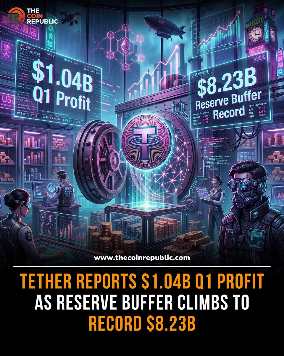 TCR_news_'s tweet image. Tether reported a $1.04B profit in Q1 2026 despite volatile global markets. 

Its excess reserve buffer climbed to a record $8.23B, according to the latest attestation prepared by BDO. 💰📈 

#Tether #USDT #Crypto #Stablecoin