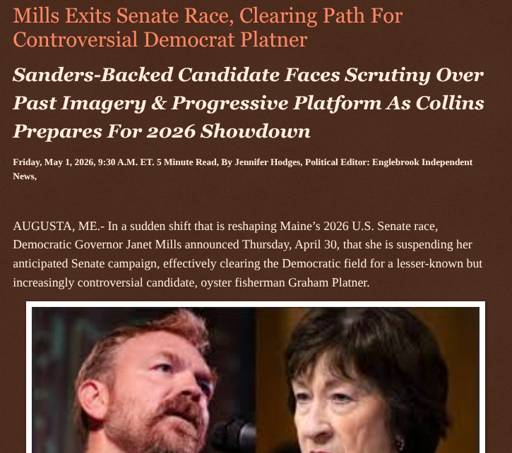 ArtFletcher9's tweet photo. Mills Exits Senate Race, Clearing Path For Controversial Democrat Platner https://t.co/6Bxm2rrruT via @Englebrooknews #Maine #AugustaME #Democrat @GovJanetMills #suspends #senate #campaign @grahamformaine #DemocratSocialist @SenSanders @wireless_step @HRG_Media @LodiNJNews @fordmb1 @SarahGeving1 @Shannon96574094 @DanCook26214426 @Daytobehappy @janninereid1 @gator4kb18 @TrumpWasRite2 @KathyKbrose @RobGerundo @JimBobW49