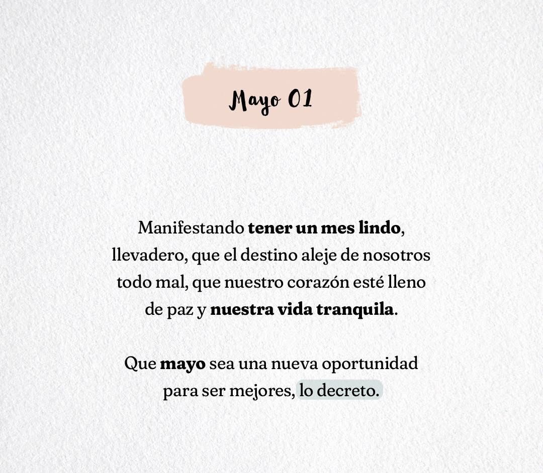 karlarfb13's tweet photo. Bienvenido MAYO ☀️

Que seas un mes lleno de cosas lindas, paz y oportunidades. Que cada día nos acerque a nuestra mejor versión.  Lo decreto y lo recibo con gratitud🙏 ✨🍀

#mayo #nuevomes https://t.co/iIkisL4GHc