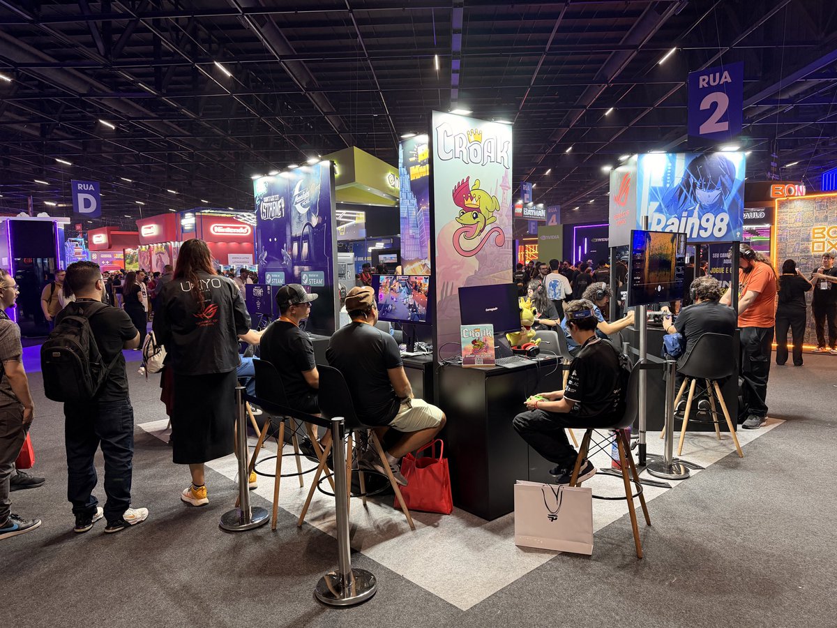 ukiyostudiosau's tweet photo. We’re at @gamescomlatam!

Come play:
Croak by @WoodRunnerGames 
Mina the Hollower by @YachtClubGames 
Box Knight by @wematstudios 
Rain98 by @csharp4r4ct3r 
Moonlight Motel (@monkeyselectric), Don’t Let I Starve (@eduscarpato) and more by @BLC_Publishing 

Thank you to @ASUS_ROG and @evniaglobal for your continuous support.

Check out all the games on ROG devices and AGON and Evnia monitors! 

We’re at booth A1.1 right by the main entrance!

Obrigado