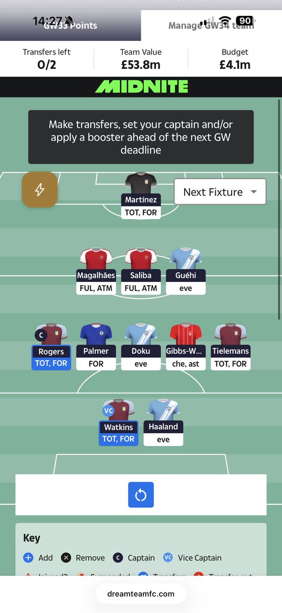 SunDT_Legend's tweet photo. Think I’m leaning towards doing this.. thoughts?? 

Wirtz out for Roger’s and cap. Salah to Haaland ready for the next two weeks. 

It means the following week I’ll do Saliba to Nunes and Tielemans/MGW to Cherki or Semenyo https://t.co/YmmsKP7oCr