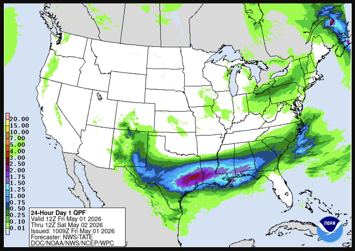 FarmPolicy's tweet image. 1/ Ag weather highlights from the @usda_oce, May 1:

In the #South, #drought-easing #rain is spreading eastward from Texas. Early today, some of the heaviest rain is falling in the San Antonio area of Texas, leading to pockets of flash flooding.

bit.ly/3Rn0a2F