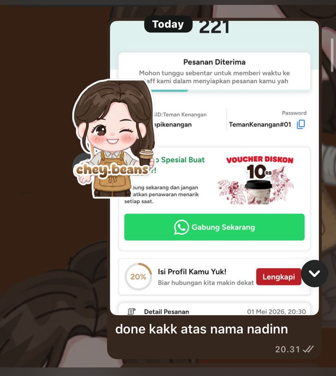 chey | JASA ORDER KOPKEN JANJI JIWA tweet media