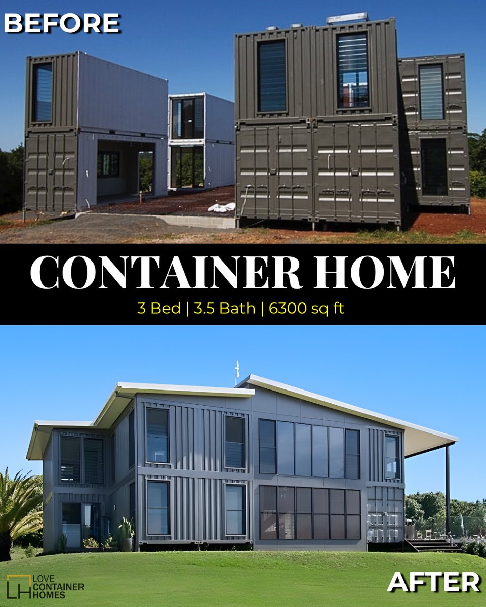 LCH_studios's tweet image. Would you live in a house built out of shipping containers? Rate this one on a scale of 0-10.  Visit us at lovecontainerhomes.com for container house plans and designs.
#architecture #shippingcontainer #containerhome #containerhouse #house #prefab