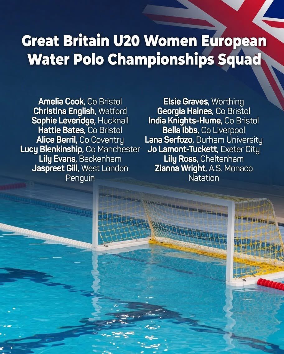 ENGWaterPolo's tweet photo. Congratulations to the following athletes, who have been selected for the squad to represent Great Britain at this summer's European U20 Women's Water Polo Championships

Oeiras, Portugal (near Lisbon) 1–7 August 2026

GB has been drawn in Group E, alongside Ireland and Czechia. https://t.co/96wRBMW6jE
