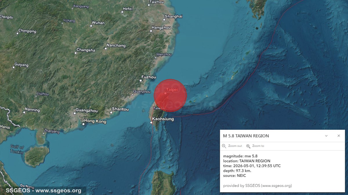 ssgeos's tweet image. Felt #earthquake M 5.8 TAIWAN REGION
