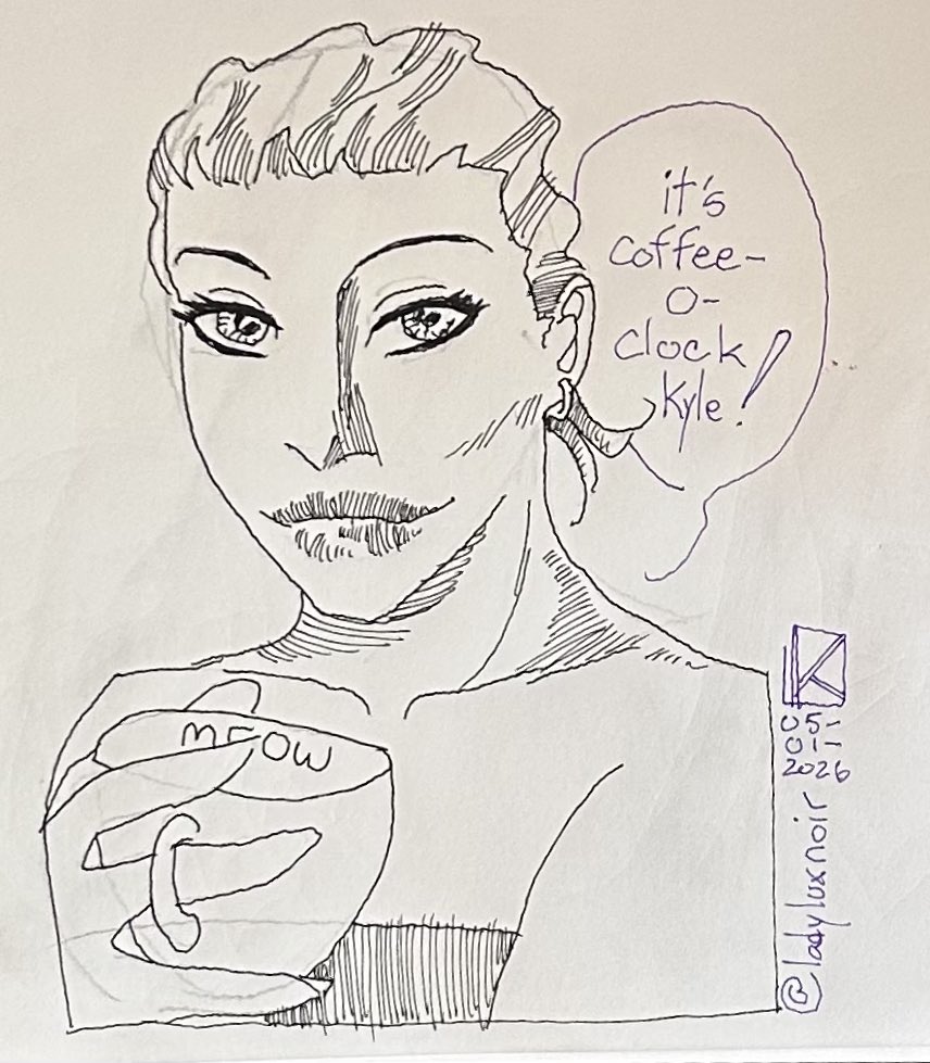 kylevolume2's tweet image. My first thought this morning was wishing I could make Lady Lux Noir a cup of coffee ☕️ 

#luxeffect #coffeebreak #friday #morning #art #artmoots #artist #artistlife #myart #artistonX #fashionillustration