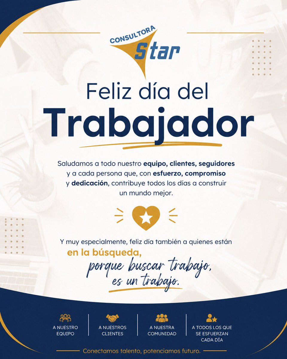 ConsultoraStar's tweet photo. #FelizDíadelTrabajador #1DeMayo 💫 https://t.co/zDQ3xo4NGX