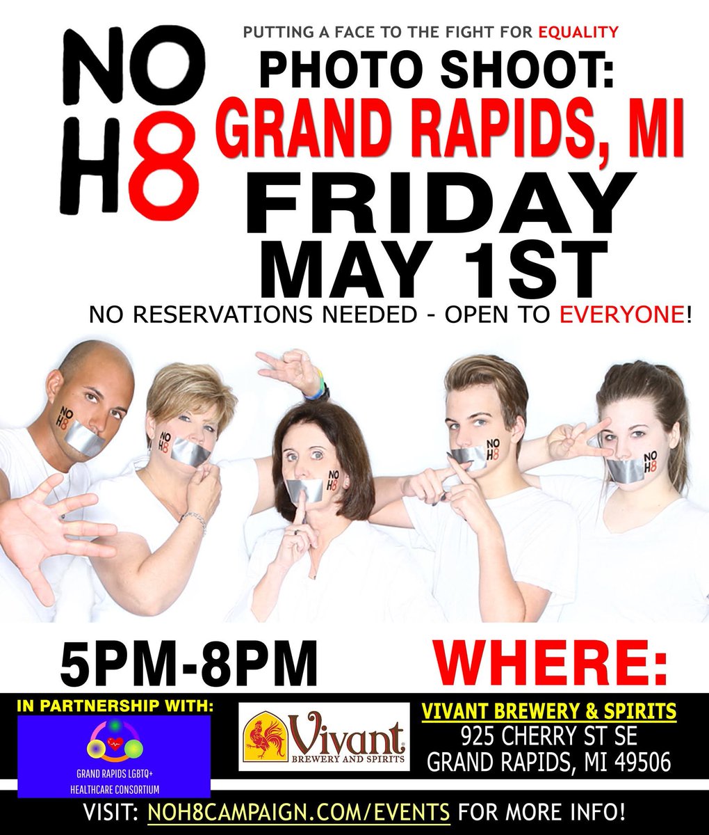 REMINDER! #NOH8 photo shoot TODAY (5/1) in Grand Rapids, MI: tinyurl.com/5n842py4