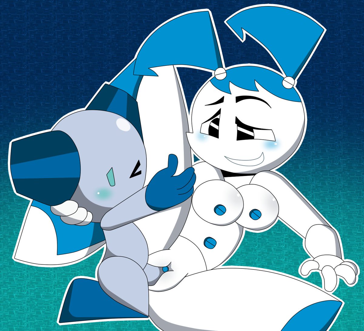 Lewdacris8008's tweet photo. NSFW COMMISSION 🔞: Size difference robot boy and jenny xj9 robots https://t.co/Q8WhLIbtx9