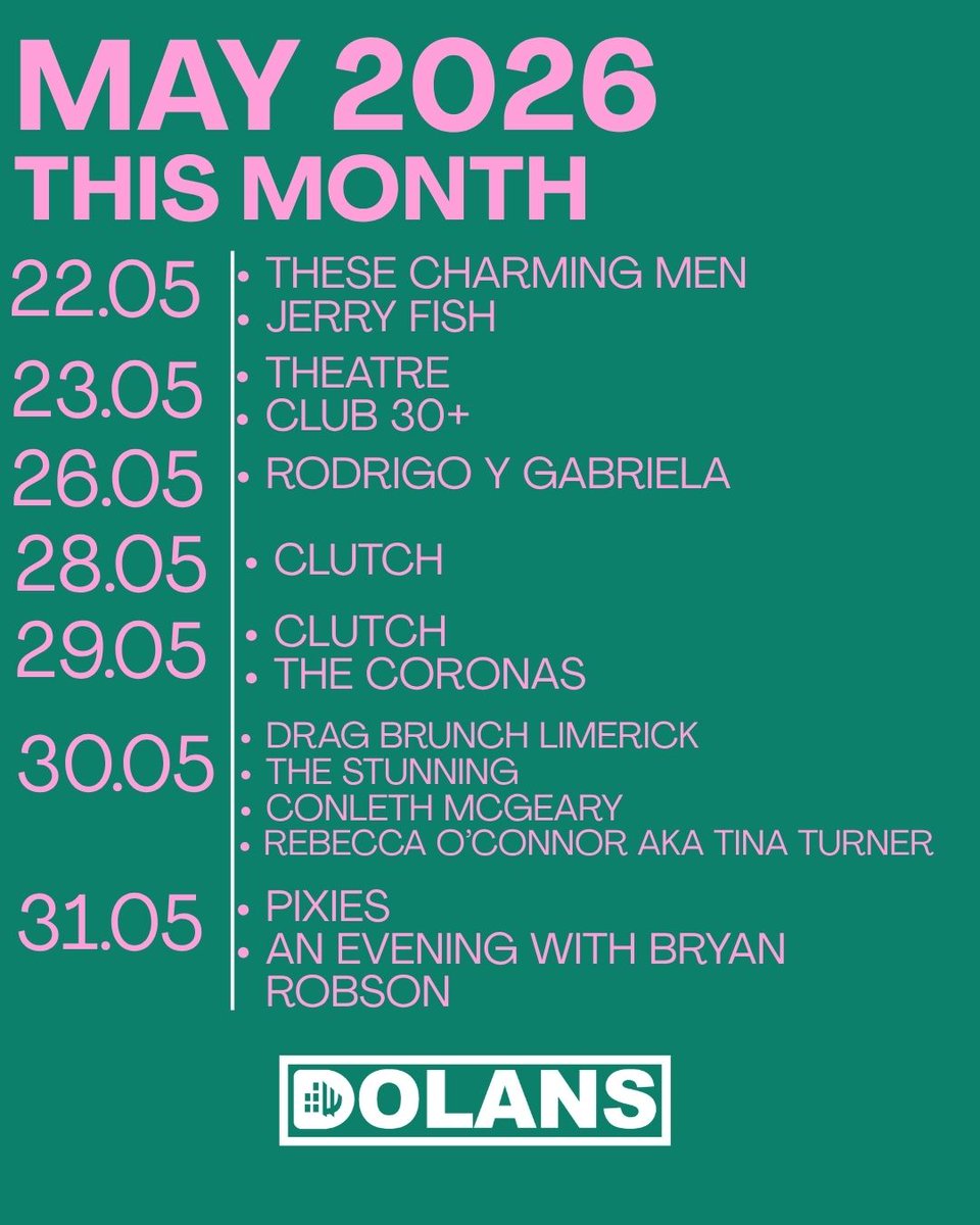 mydolans's tweet image. ***THIS MONTH IN DOLANS***
Full gig listings of what is coming up in May!
This weekend kicks off all our shows Live at the Castle this Summer as well as some great shows coming up in Dolans!
Full listing here: dolans.ie/whats-on-limer…
#dolans #limerick #gigs #music #comedy
