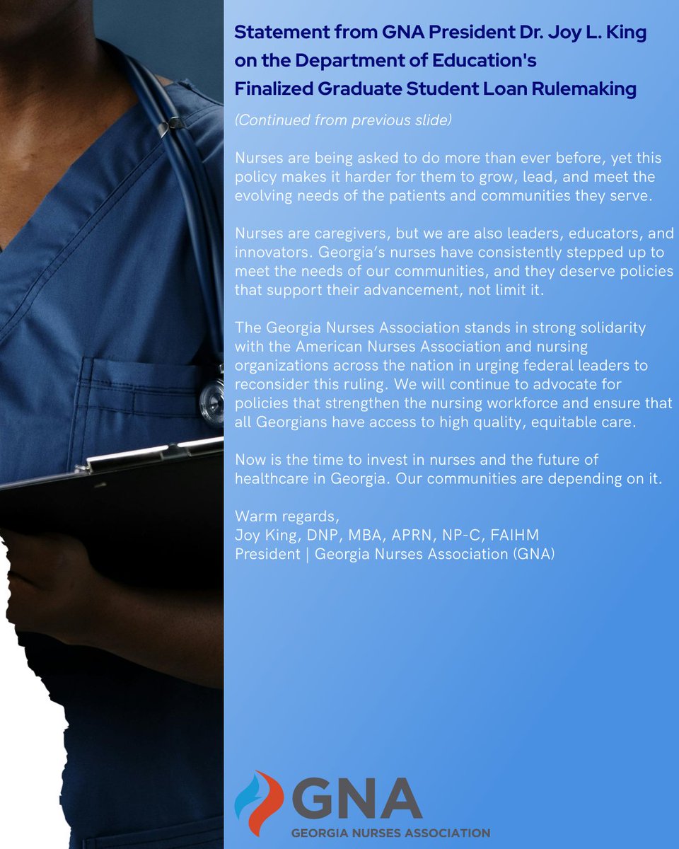 GeorgiaNurses's tweet photo. The American Nurses Association also issued a statement. Read ANA's statement at
https://t.co/b2WhHqaBBZ

#GeorgiaNurses #Nursing #Advocacy https://t.co/rOWJvXCnlz