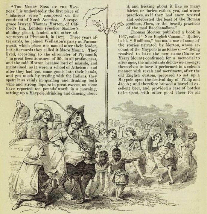GenealogyBank's tweet image. Heated Drama over Maypole Merriment: Pilgrims vs. Thomas Morton (part 3) bit.ly/4cVQGYu #genealogy #familyhistory #ancestry #History
Illustration: Merrymount Colony. Credit: New York Public Library.