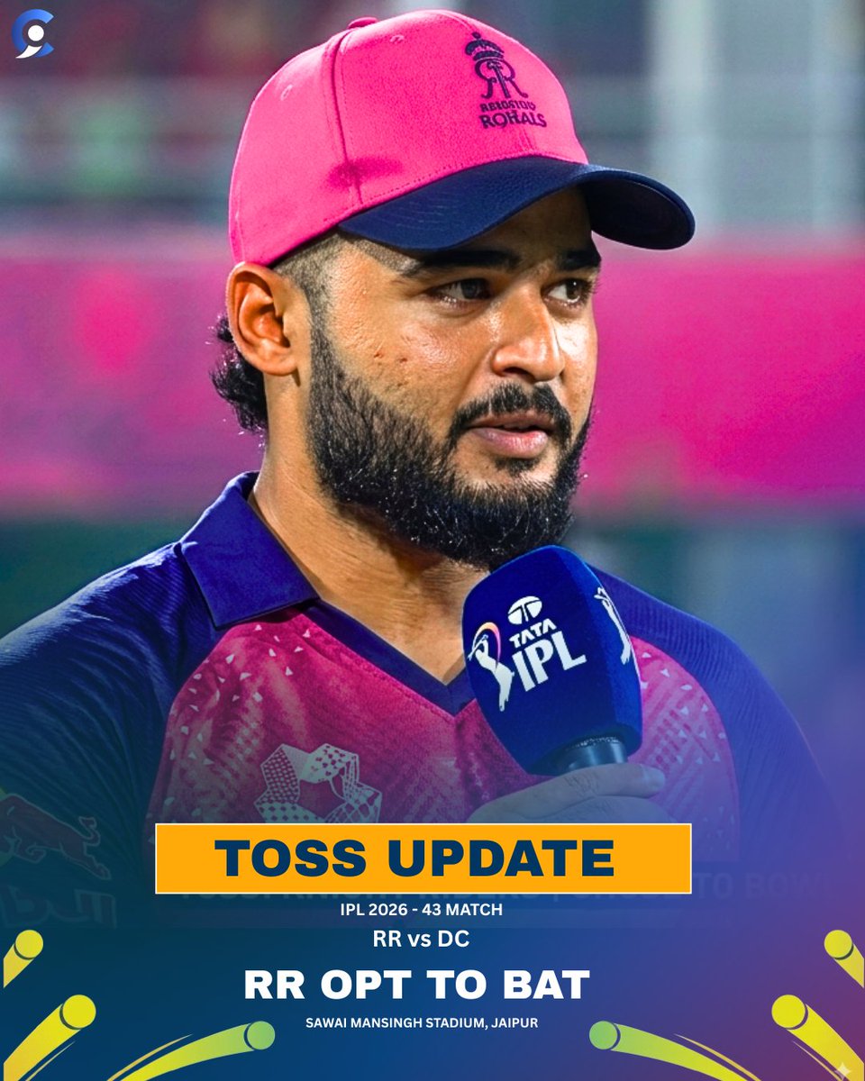cricketimpluse's tweet image. 🚨 TOSS UPDATE 🚨 

Rajashthan Royals Won The Toss and decided to bat first 🏏

#RRvsDC #IPL2026 #CricketImpluse