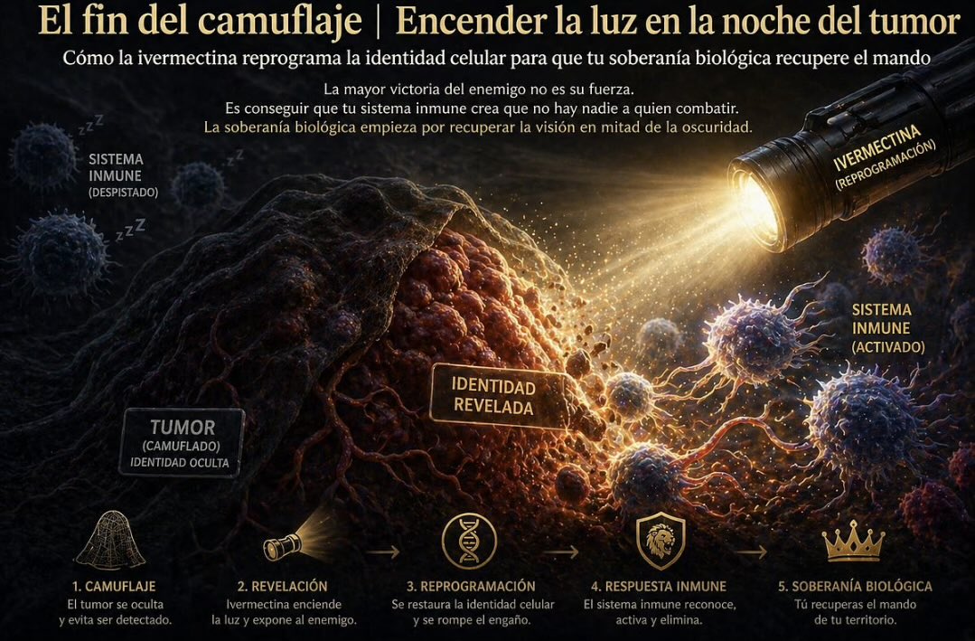 DarioSaludLeona's tweet image. El fin del camuflaje | Encender la luz en la noche del tumor
Cómo la ivermectina reprograma la identidad celular para que tu soberanía biológica recupere el mando
open.substack.com/pub/saludleona…
#SaludLeona #Salud #Farmacos