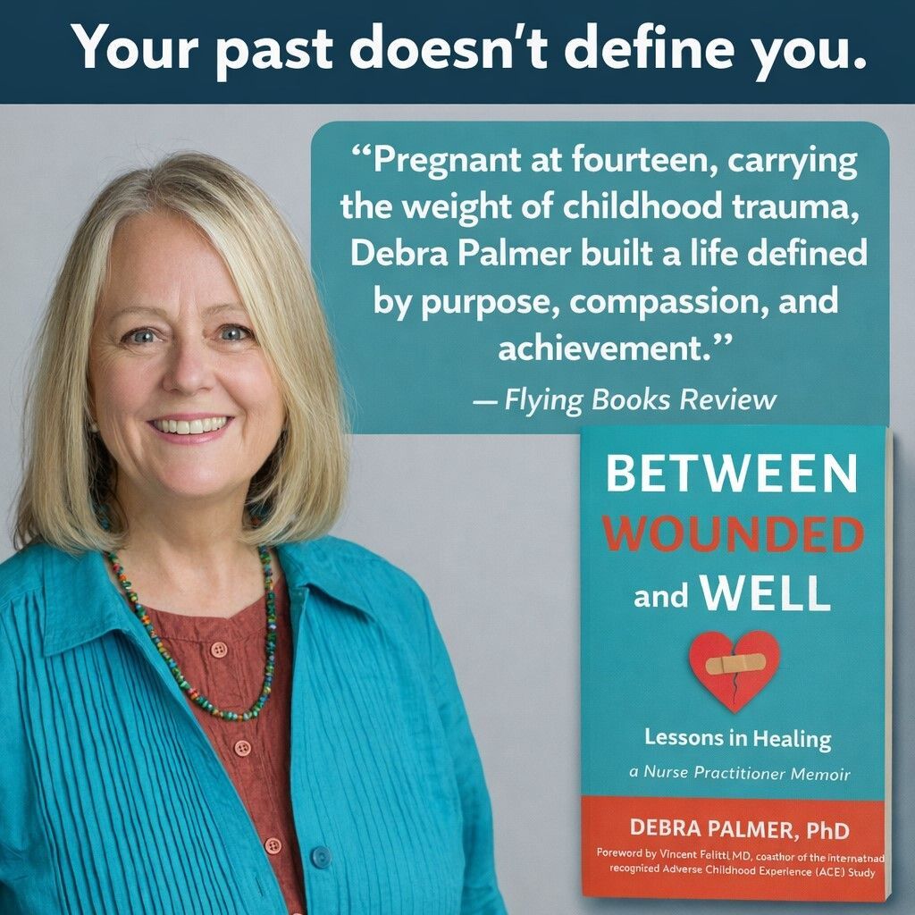 AuthorNetwork's tweet image. A nurse practitioner writes as both clinician and survivor. Between Wounded and Well explores childhood trauma and the courage required to reclaim wellbeing.
debrapalmer.com @abookpublicist
#Resilience #TraumaRecovery #HealthcareProfessionals #WholePersonCare