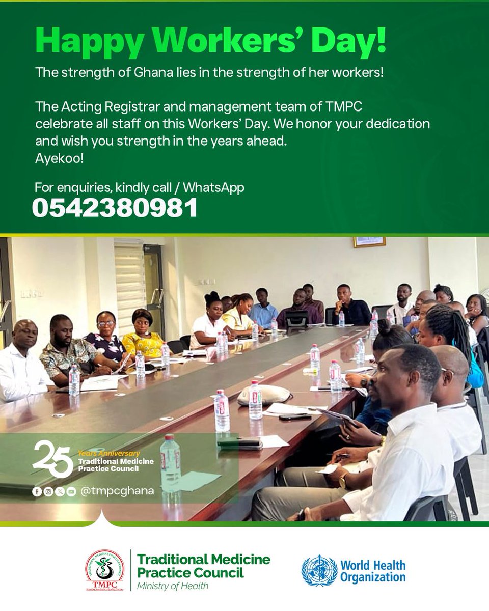 tmpcghana's tweet photo. Happy International Workers’ Day!
Ayekoo! 🎉

#TMPC #HappyWorkersDay26 #TMPCStaffs https://t.co/rY4tAmGckP