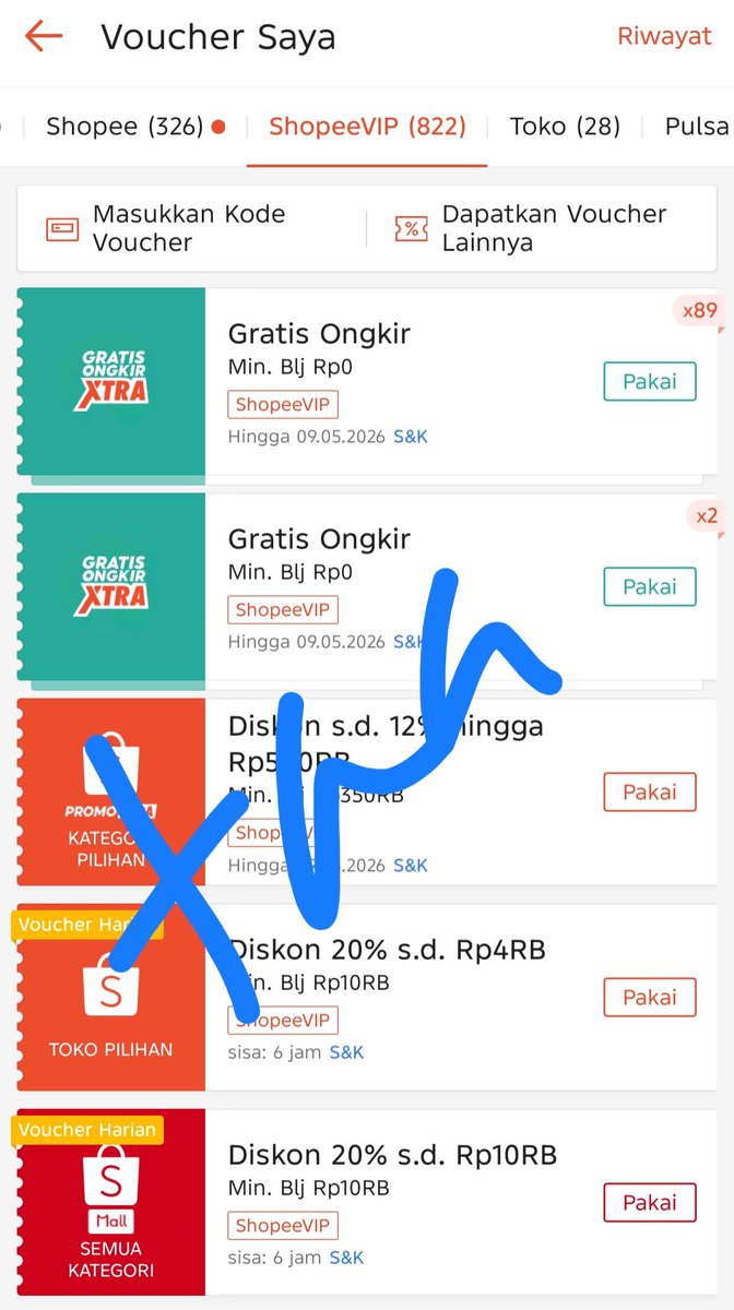 guys klo ada yg butuh co shopee vip biar freong bisa pake vc ku no fee/gratis, privasi alamat aman langsung dm aja