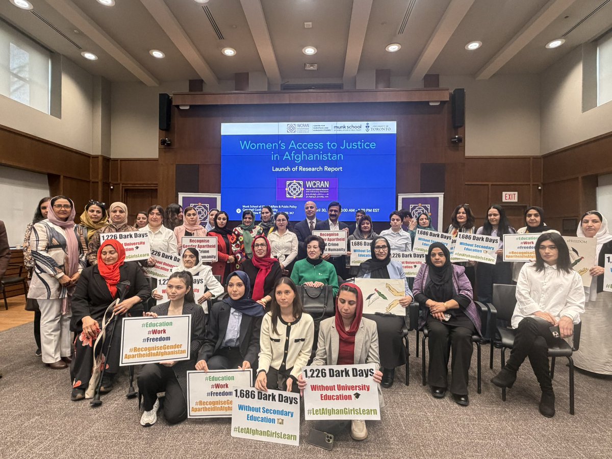 whatthewomensay's tweet photo. 🇨🇦 Toronto, #Canada: @WCRAN_ORG launched new research on women’s access to justice in #Afghanistan—bringing together high-level voices including Amb. @HassanSoroosh, @SR_Afghanistan, @ZiauddinY, & #WASL partner @WazhmaFrogh. ⚖️ https://t.co/TON33PExhn