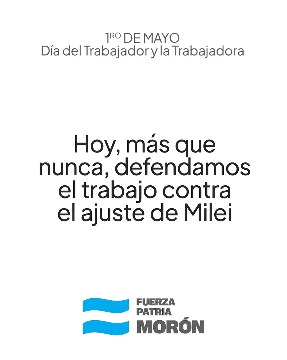 FPatria_Moron's tweet photo. 1° DE MAYO | DÍA DEL TRABAJADOR Y LA TRABAJADORA 🇦🇷

Sigamos defendiendo el trabajo como el único motor capaz de reconstruir la grandeza de nuestra Patria y la felicidad del Pueblo. 🤝

#FuerzaPatriaMorón #DíaDelTrabajador #Morón https://t.co/0RdXFcvQ9p