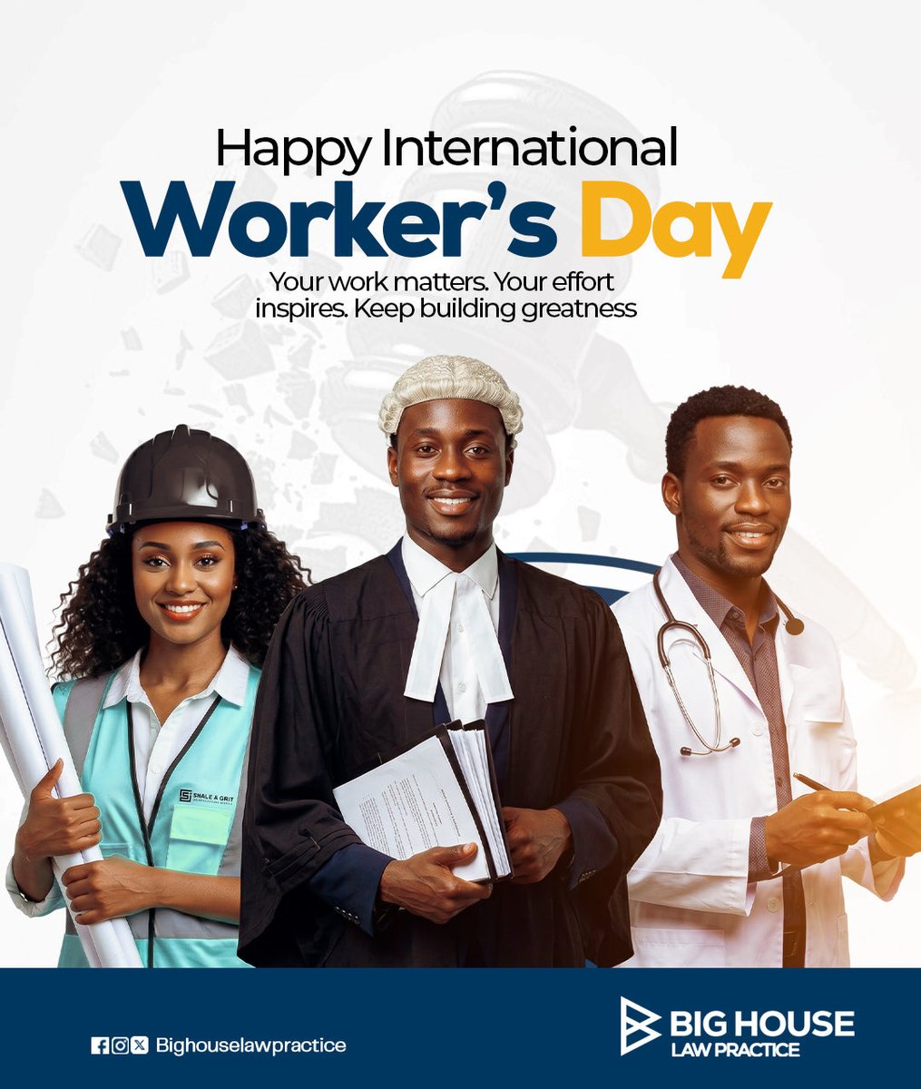 BighouseLP's tweet photo. Happy Workers’ Day 

Behind every job is a person giving their time, energy, and skill. That’s always worth recognizing and celebrating.

At BigHouse LP, We remain committed to supporting and protecting the interests of workers and businesses alike.
#workersday https://t.co/T4a4fqF4dJ