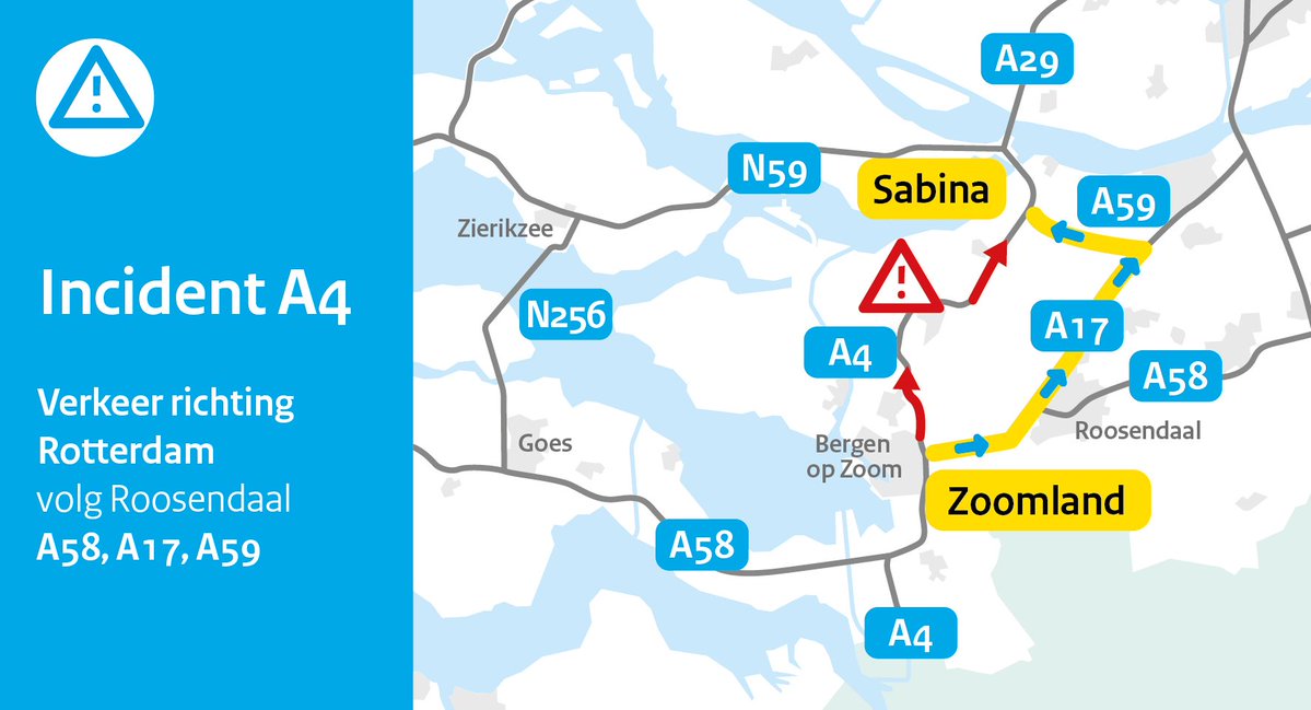 Ongeval op A4 bij Dinteloord, ambulance opgeroepen