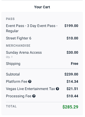 JaviSRK's tweet photo. Since EVO Japan is going on right now, a reminder to #FGC that EVO Vegas' normal reg ends on Monday.  

That being said, do I REALLY want to pay for all this? $285 ain't no joke. I haven't even played SF6 since last year's EVO. https://t.co/RO0cfknOPu