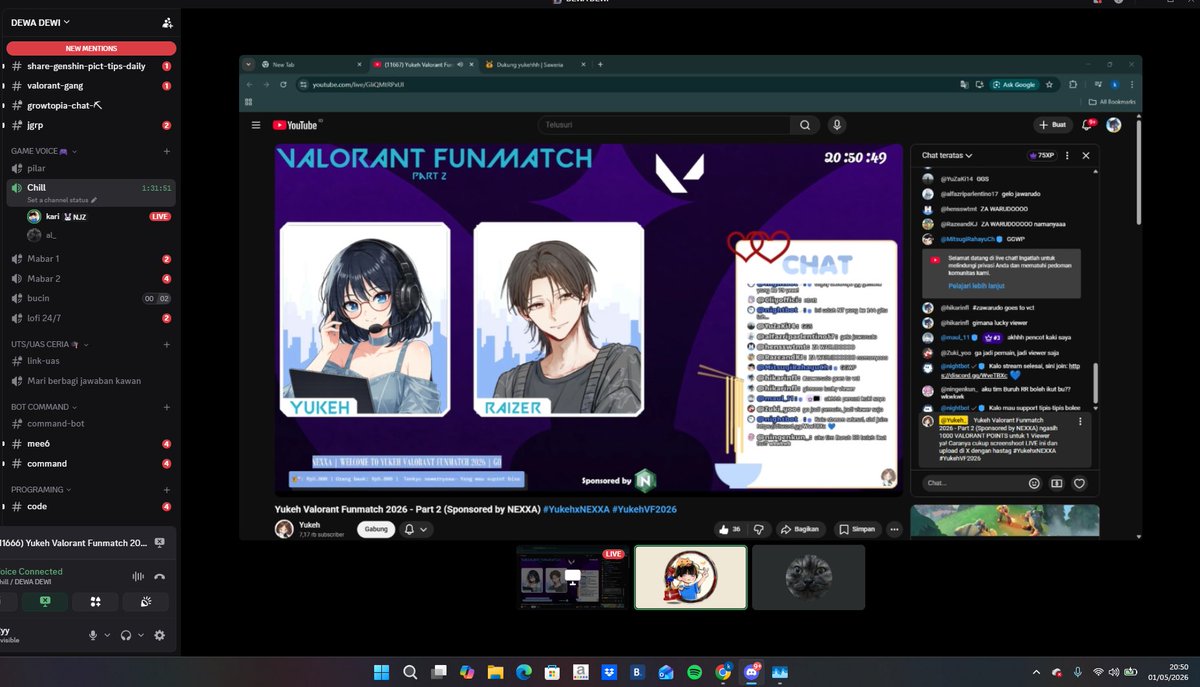 Watch Party DEWA DEWI all in mendukung my goat prikitiw gueh dengan tim ZA WARUDO nya apakah akan memulangkan piala di funmatch #YukehxNEXXA #YukehVF2026