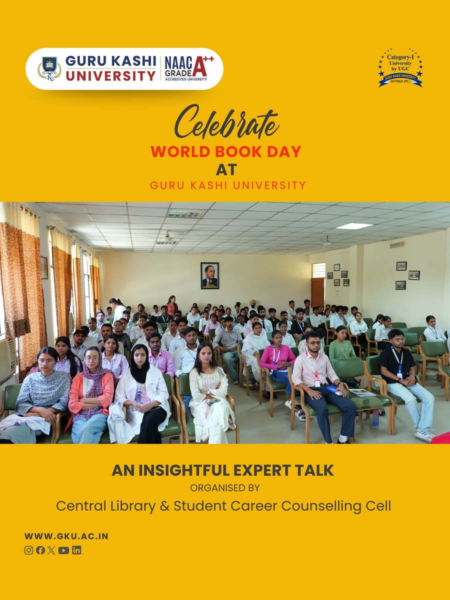 gurukashiuniv's tweet image. Celebrating World Book Day at Guru Kashi University! An inspiring expert talk by the Central Library &amp;amp; Student Career Counselling Cell highlighted the power of books, knowledge sharing, and copyright awareness.

#WorldBookDay #GKU