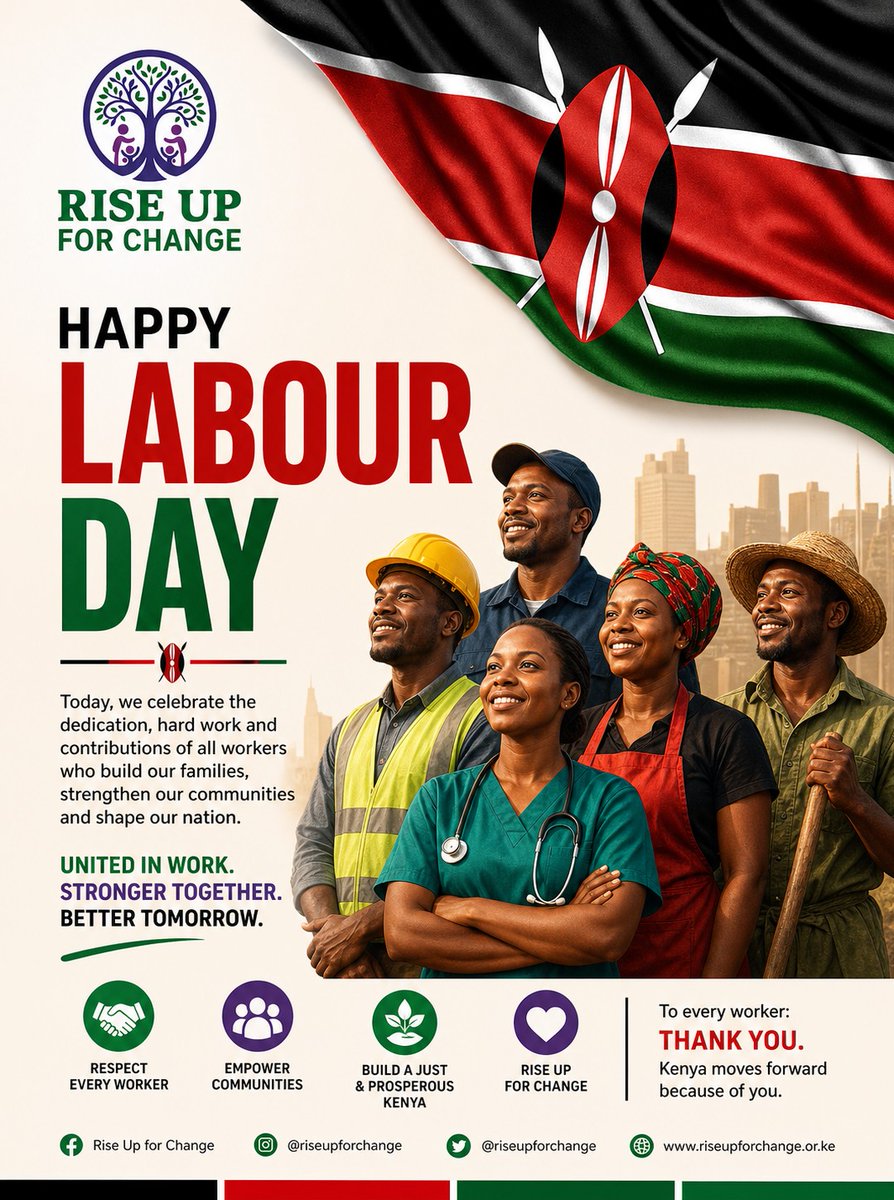 UpCbo74691's tweet photo. It’s Labour Day! 🇰🇪
Big respect to everyone out here grinding, building and making life better for others 💪🏾
Keep going. Keep rising.
#RiseUpForChange #LabourDay #StrongerTogether https://t.co/GFqbMmtQrT