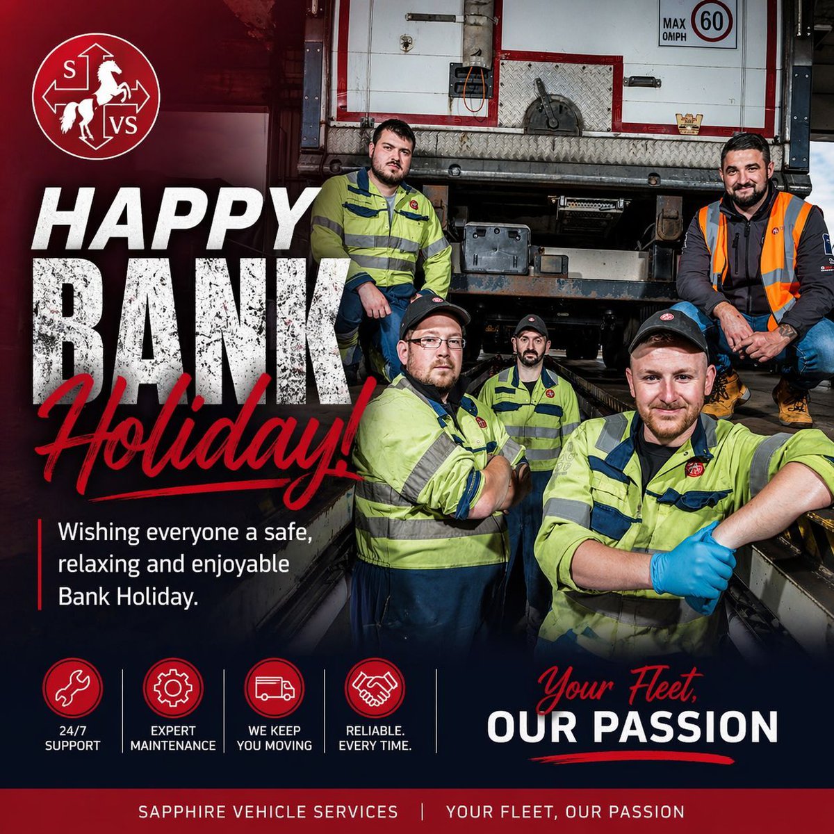 SapphireVehicle's tweet image. Happy Bank Holiday weekend from all of us at Sapphire Vehicle Services!
Enjoy the well-deserved 3 day break👏 we’ll be here to keep your vehicles moving whenever you need us🚛

@ballyveseyholdings
#BankHoliday #Break #Enjoy
