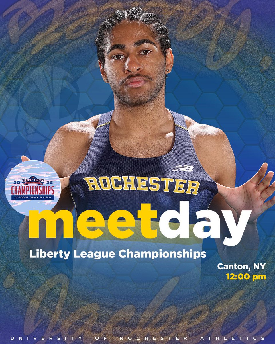 UofRathletics's tweet image. 🏃‍♀️‍➡️  IT'S LL MEETDAY‼️ 🏃‍♂️ 

@RochesterTFXC kicks off Day 1️⃣ of the 2026 @llathletics Outdoor Track &amp;amp; Field Championships!!!!

⌚: 12:00 p.m.
📍: Canton, NY
📊: buff.ly/oh3a3fT 
📺️: buff.ly/NeR5dYt

#GoJackets