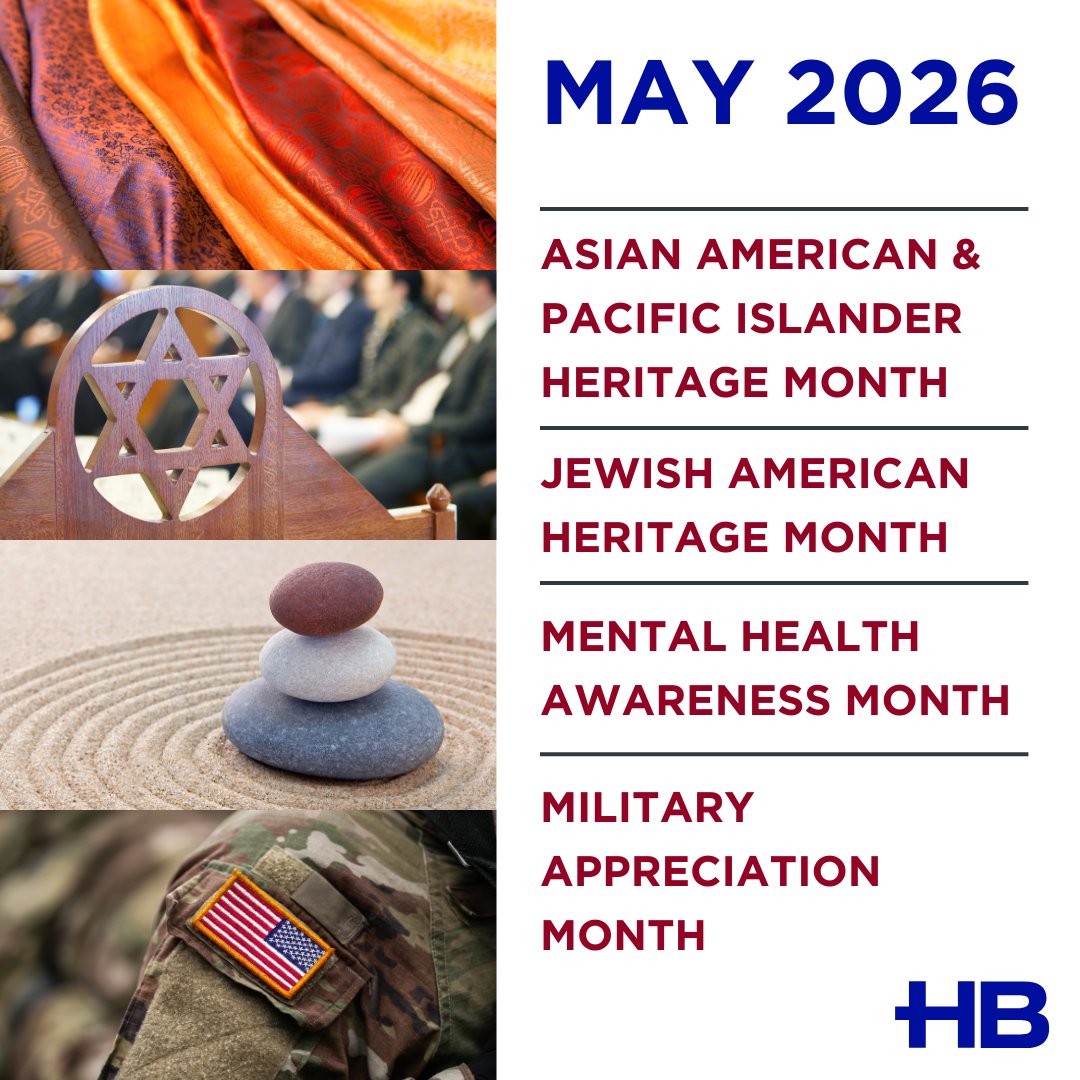 HuschBlackwell's tweet image. There are so many people, perspectives, and experiences to celebrate in May. Throughout the month, we're honoring Asian American and Pacific Islander Heritage Month, Jewish American Heritage Month, Mental Health Awareness Month, and Military Appreciation Month.