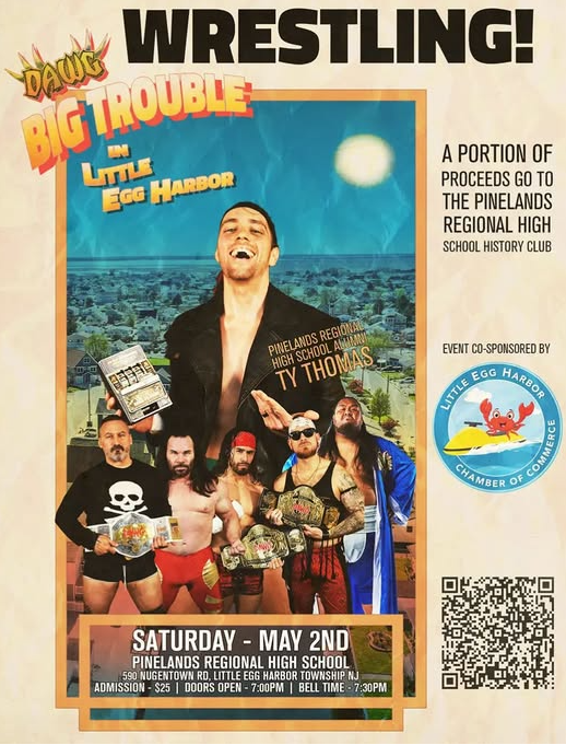PRSDNJ's tweet photo. Dawg Wrestling Event Tomorrow, Saturday May 2nd at Pinelands Regional High School doors open at 7pm tickets are $25. This is a family event. https://t.co/a27IjTQG8r