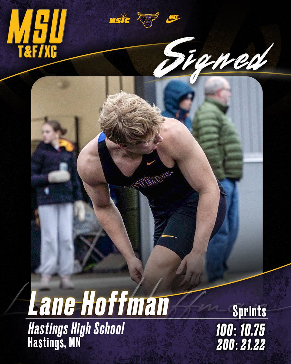 MinnStTrackCC's tweet photo. 📣 Joining the HERD! Welcome to Lane as he signs on with the Mavericks! ✍️😈

#Mavfam https://t.co/JzlN19lgrL