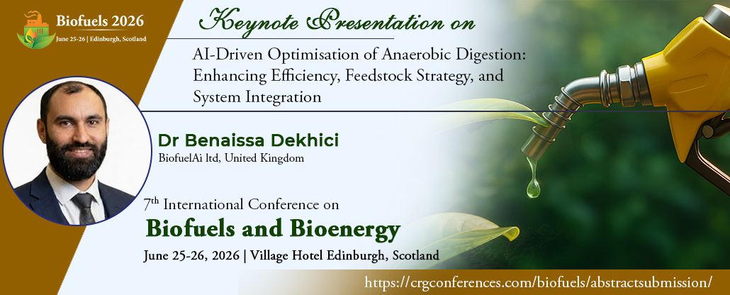 Shirley42853244's tweet image. Keynote Speaker Announcement
  
We are honoured to announce Dr. Benaissa Dekhici from BiofuelAi ltd, United Kingdom as a distinguished speaker at #Biofuels2026 in #Edinburgh #Scotland
 
Only few slots are left
Secure your speaker slot today: crgconferences.com/biofuels/regis… 
  
#Bioenergy