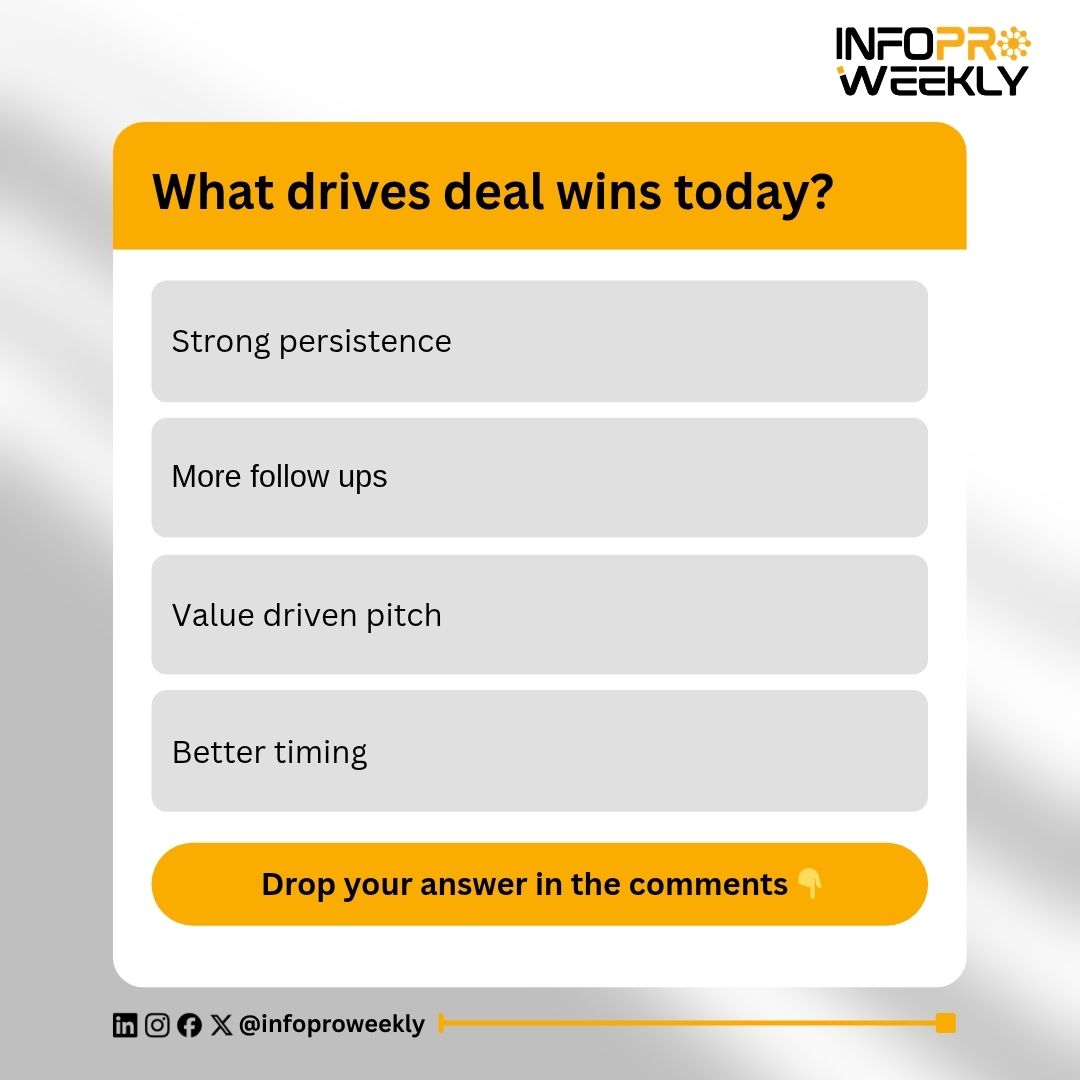 InfoproWeekly's tweet image. Does Persistence Still Win More Deals?

Vote now and share your experience in the comments!

Visit Now: infoproweekly.com 

#SalesStrategy #LeadConversion #B2BSales #SalesGrowth #SalesLeadership #InfoproWeekly