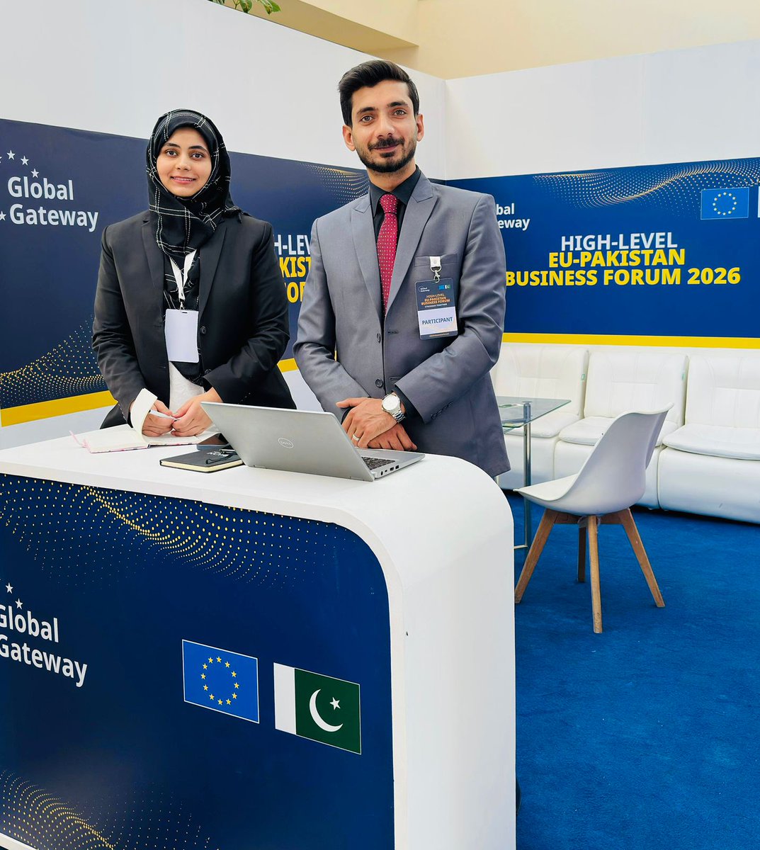 H_Rohila's tweet photo. At the EU delegation stand during the #EUPKBusinessForum, supporting companies on legal &amp; regulatory aspects of market entry and structuring.

Grateful for the trust following EUPKBN’s incorporation, and to the experts, champions &amp; my team who made it possible. https://t.co/e05FROW3gz