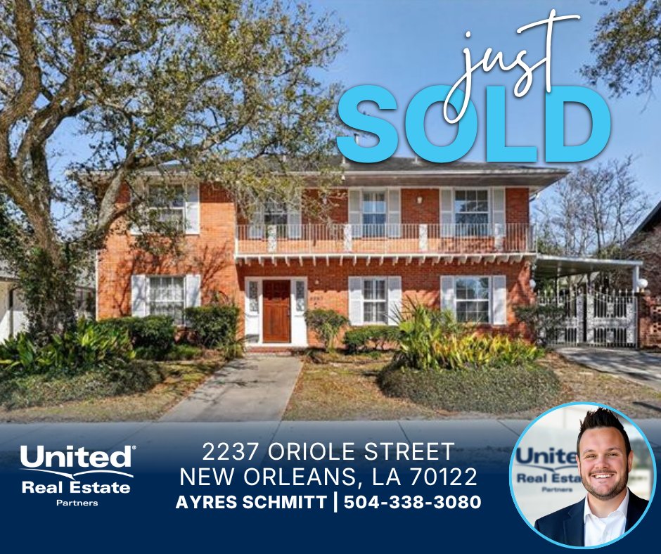 UREPartners's tweet image. Another one sold! 😎 Congratulations to Ayres Schmitt on this recent sale! Interested in selling or purchasing a home? Call Ayres today at 504-338-3080. #RealEstate #ForSale #JustSold #NewOrleans #Louisiana