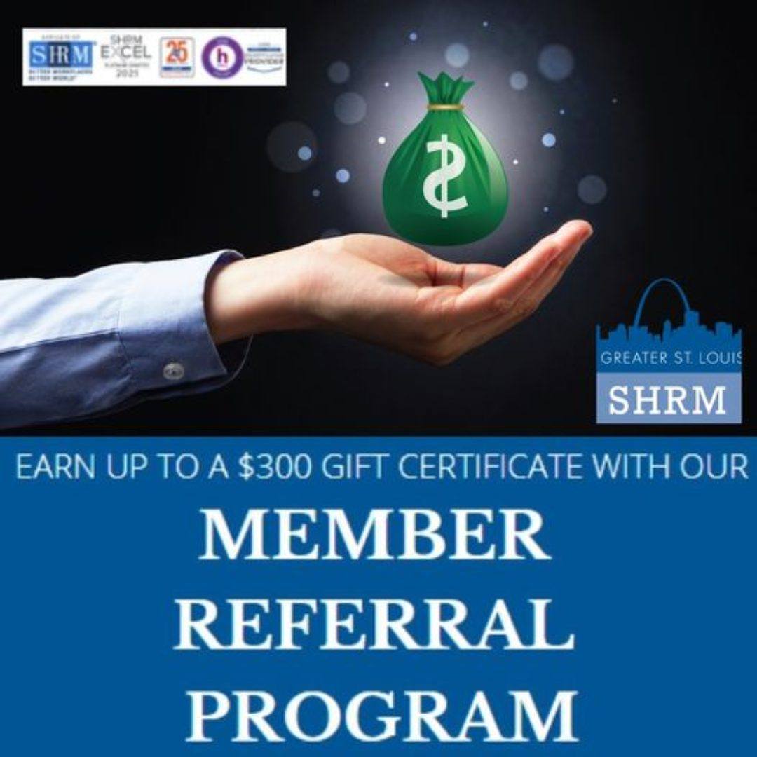SHRMSTL's tweet image. Know an HR person who’d love SHRM STL if they just got the nudge? 💚

Our Member Referral Program lets you invite them in, and gives you a chance at monthly $25 gift cards plus a $300 grand prize.

Details at shrmstl.org

#SHRMSTL #StLouisHR #HRCommunity
