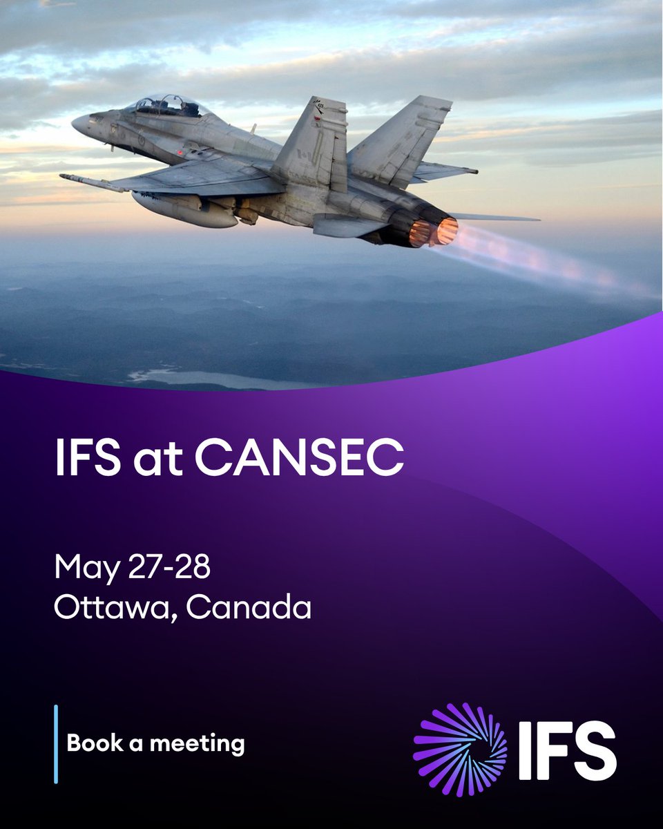 IFS_AD's tweet photo. What does sovereign capability look like in a connected world?

At CANSEC 2026, let’s talk about how Canada’s defence ecosystem is scaling manufacturing and sustainment—strengthening readiness at home and across allied operations.

🔗 Book time with IFS
https://t.co/CrLRapRC0U https://t.co/wxXPZOLHjI