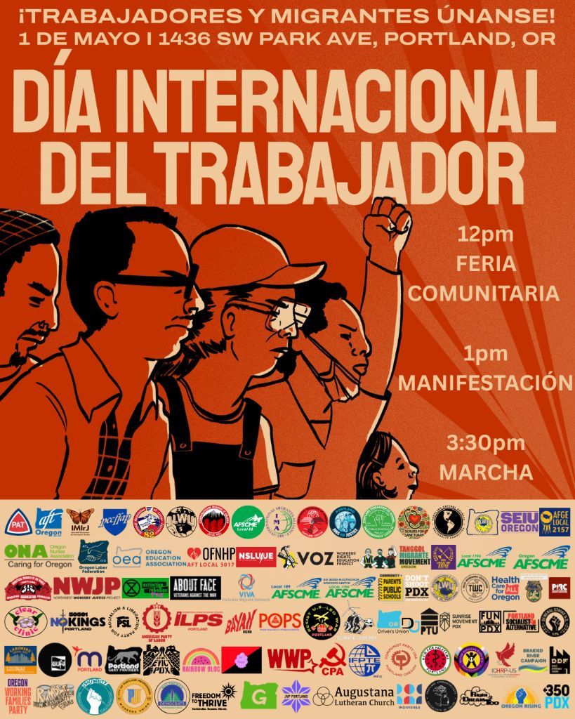 freedomtothrive's tweet photo. CTA: Join over 60 unions and immigrant rights orgs today in Portland using the details below or find more events at the 🔗 in our bio.

Workers and Migrants Unite!
📆 Friday, May 1st
🎟️  12pm Youth Rally &amp; Community Fair
📢  1pm Rally
🪧  3:30pm March
📍1436 SW Park Ave, Portland https://t.co/qiEUQGqj1r
