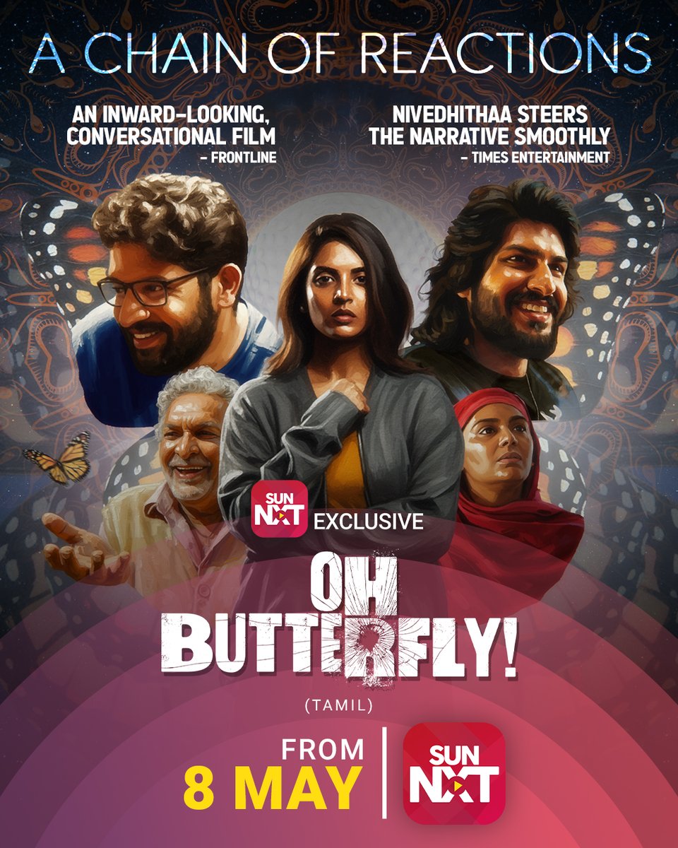 sunnxt's tweet image. When the butterfly didn't start the storm. 

Watch Oh Butterfly only on Sun NXT from May 8th. 

#OhButterfly #SunNXT #Cinema

[Tamil Movie, Female Centric, Butterfly Effect, Bigg Boss Ciby, Nivedhitaa, Nasser, Mystery, May 8, Sun NXT, Exclusive, Women, Virgina Woolf]