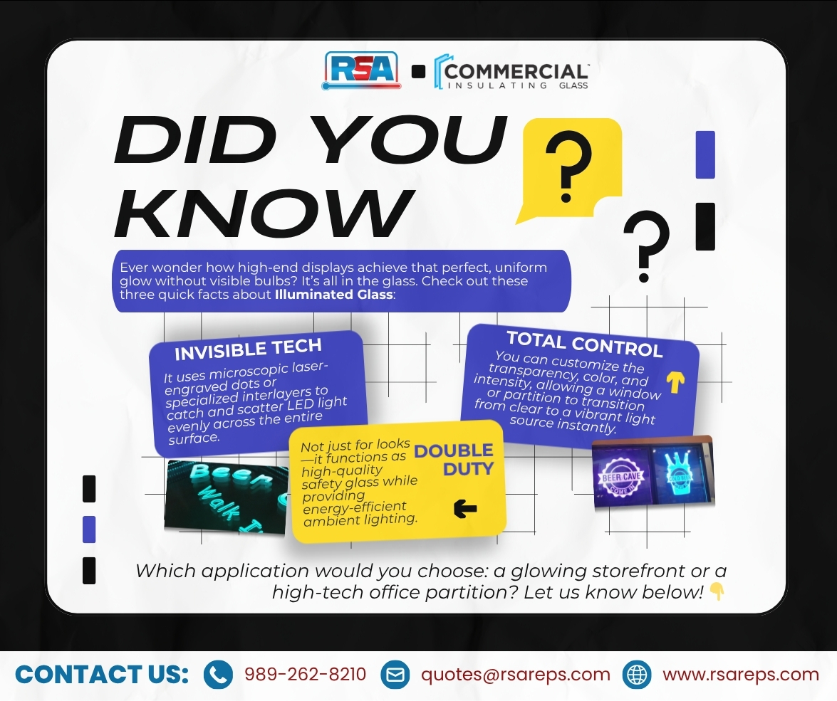 RSAREPS's tweet photo. 💡 Fun Fact Friday: The Science of Glow 💡

Ever wonder how high-end displays achieve a uniform glow without visible bulbs? It’s all in the Illuminated Glass. 

#rsareps  #FunFactFriday #Innovation #Architecture #IlluminatedGlass https://t.co/EBW2u1zrXk