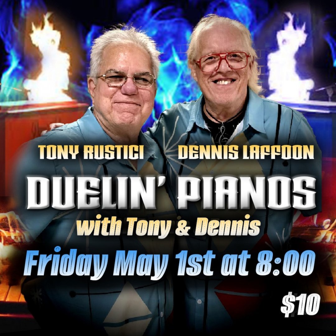Tony and Dennis are back to tickle the ivories and delight your eardrums.  
No one does it better and this show is always a packed house! 
Reservations strongly encouraged 
8:00 PM
$10 Cover 
#TheKingdomBarandGrille #DuelinPianos