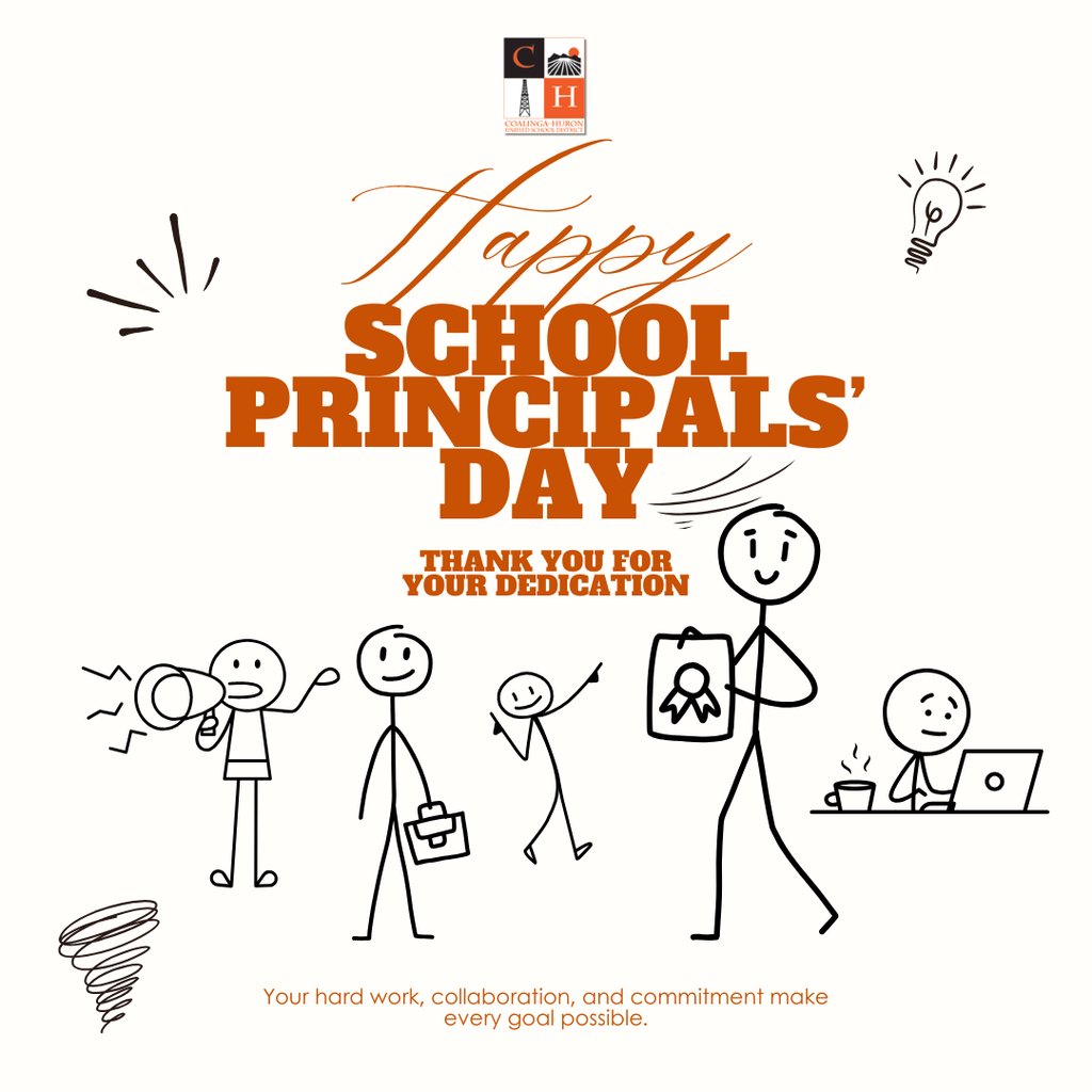 CHUSDEdServices's tweet photo. 🎉 Happy #SchoolPrincipalsDay! 🧡🖤 Today we recognize our principals—the instructional leaders of our schools who guide learning, support staff, and keep students at the center of everything they do. Your leadership makes a lasting impact every day! 👏 #ProudToBeCHUSD https://t.co/DFEu6dZblc